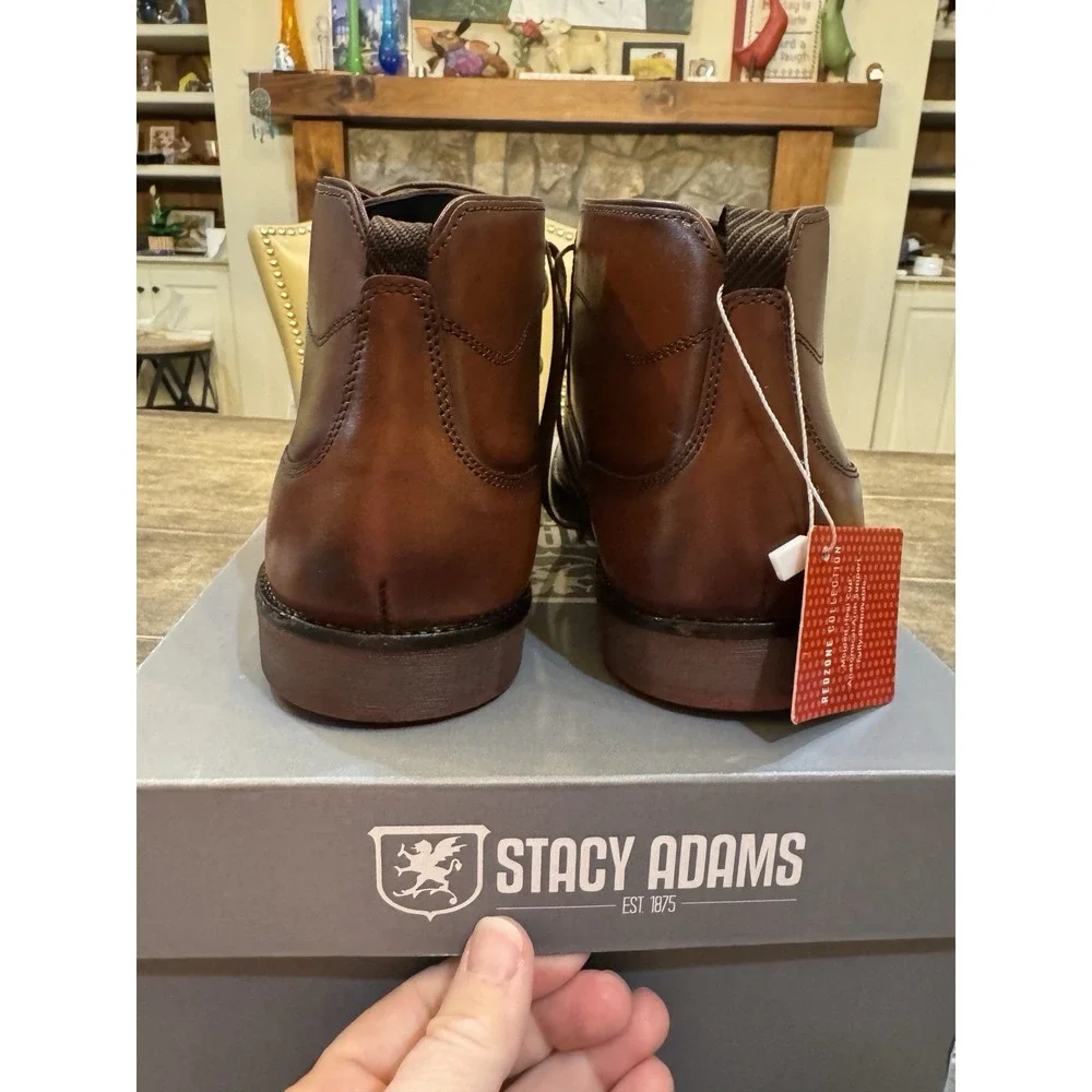 Stacy Adams Kyron Plain Toe Lace Up Chukka Boots in Cognac Size 9.5